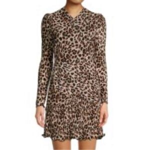 SAYLOR Emerson Leopard Print Long Sleeve Fit And Flare Dress Size Small